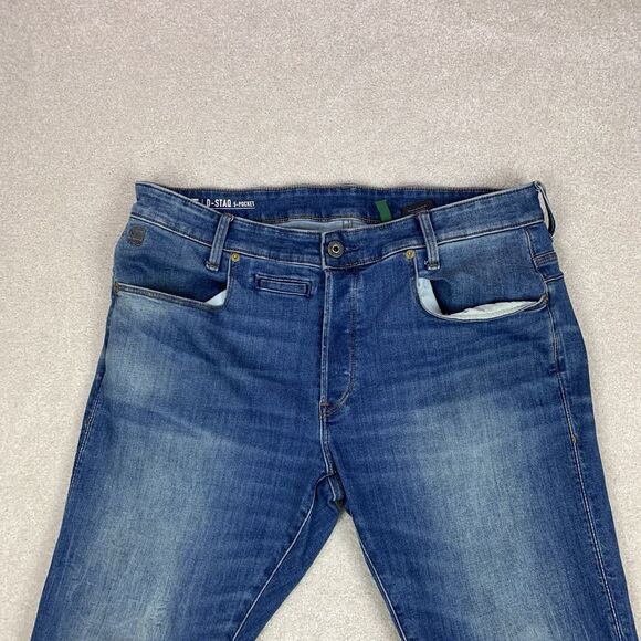 G-Star Raw D-Staq 5-Pocket Slim Denim Jeans Mens Size 36x29 Distressed - Picture 2 of 16